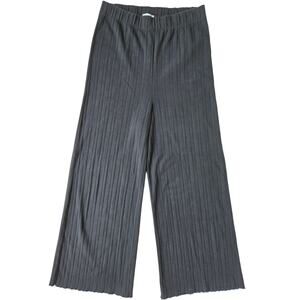 Wray NEW Sabrina Black Rib Knit Wide Leg Cropped Pants Womens Size Large NWOT